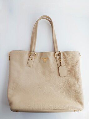 Authentic Preowned Prada Beige Leather Tote Bag